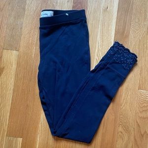 Abercrombie Kids Embroidered Hem Navy Leggings